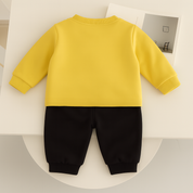 Boys Cotton Fish Printed Winter Sweatshirt and Joggers Set - Yellow