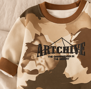 Boy's Cotton Knit Light Winter Full Sleeves Text Print Sweatshirt - Brown