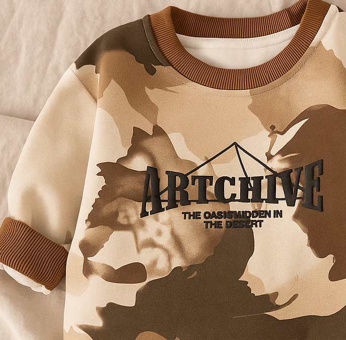 Boy's Cotton Knit Light Winter Full Sleeves Text Print Sweatshirt - Brown