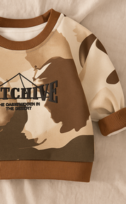 Boy's Cotton Knit Light Winter Full Sleeves Text Print Sweatshirt - Brown