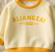 Boy's Cotton Knit Light Winter Full Sleeves Text Print Sweatshirt - Yellow