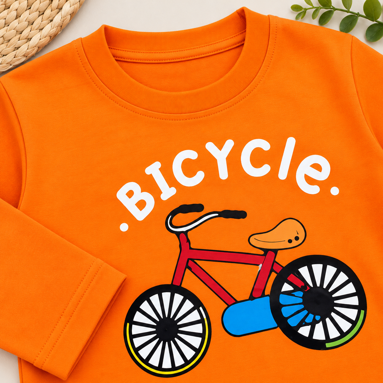 Googo Gaaga Girls Bicycle & Tiger Printed Full Sleeve T-Shirt and Pyjama Co-Ord Sets – Pack of 2 (Orange Yellow & Black)