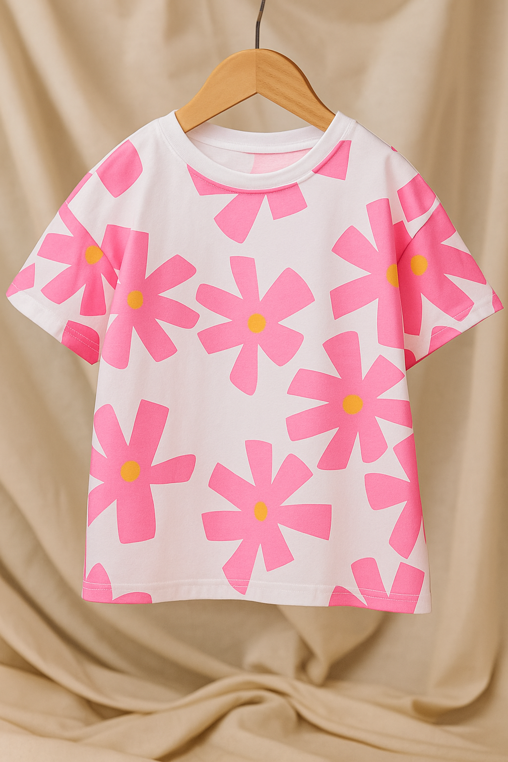 Googo Gaaga GIrls Flower Printed T-shirt in Pink
