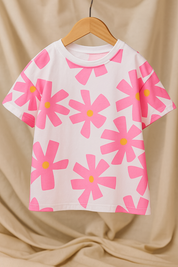 Googo Gaaga GIrls Flower Printed T-shirt in Pink