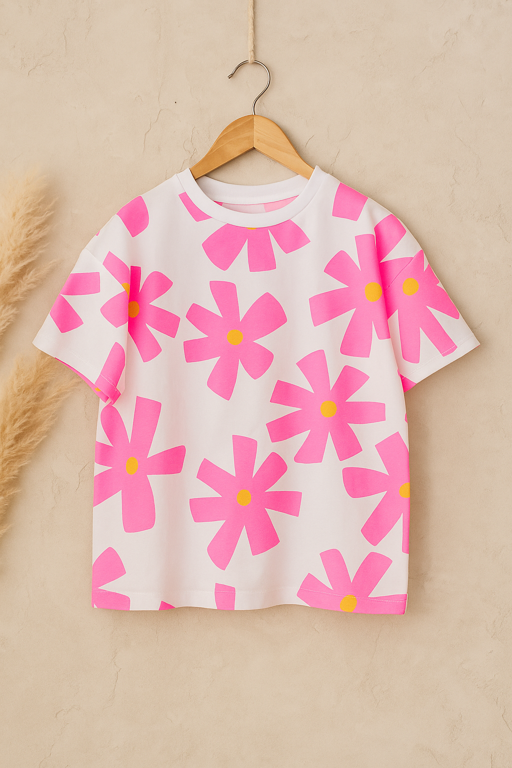Googo Gaaga GIrls Flower Printed T-shirt in Pink
