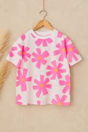 Googo Gaaga GIrls Flower Printed T-shirt in Pink