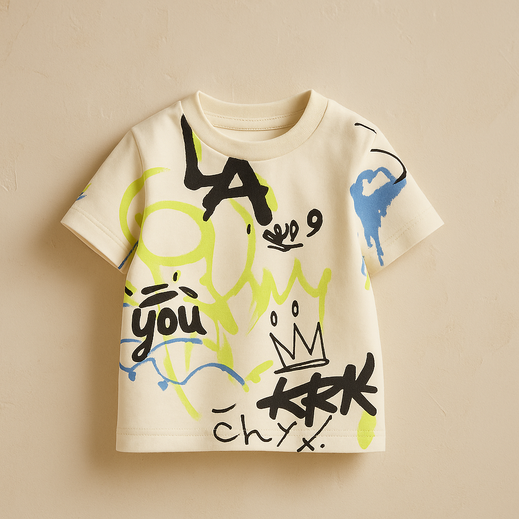 Googo Gaaga Boys Graffiti Print T-shirt in White