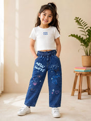 Googo Gaaga Girls NewWave Graphic Printed -Leg Denim Jeans