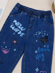 Googo Gaaga Girls NewWave Graphic Printed -Leg Denim Jeans