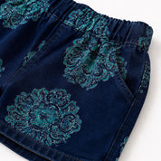 Googo Gaaga Girls Navy Blue Flowers Printed Shirt and Shorts Set