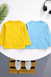 Boy's 2-Pack Print Cotton T-Shirts - Yellow & Sky Blue