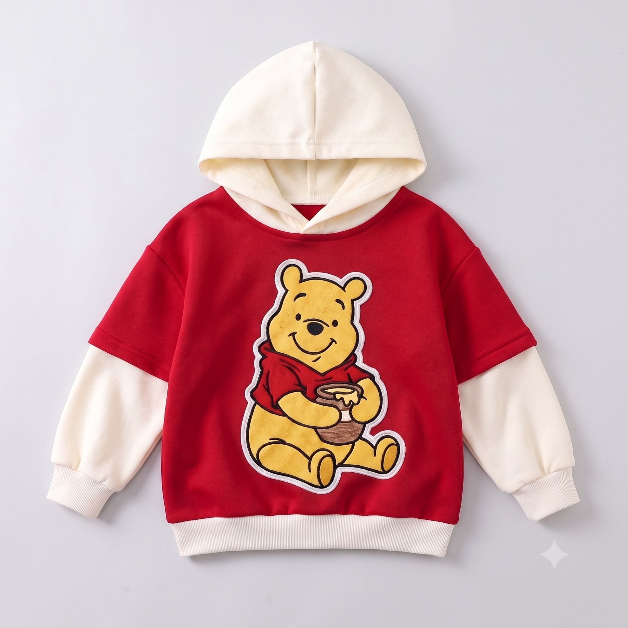 Googo Gaaga Kids Cotton Red the Pooh Printed Hoodie and Joggers Set
