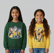 Girl's Cotton Full Sleeves Printed Sweatshirt Set Pack of 2 - Yellow & Green