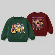 Girl's Cotton Full Sleeves Printed Sweatshirt Set Pack of 2 - Green & Maroon Nova