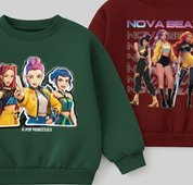 Girl's Cotton Full Sleeves Printed Sweatshirt Set Pack of 2 - Green & Maroon Nova