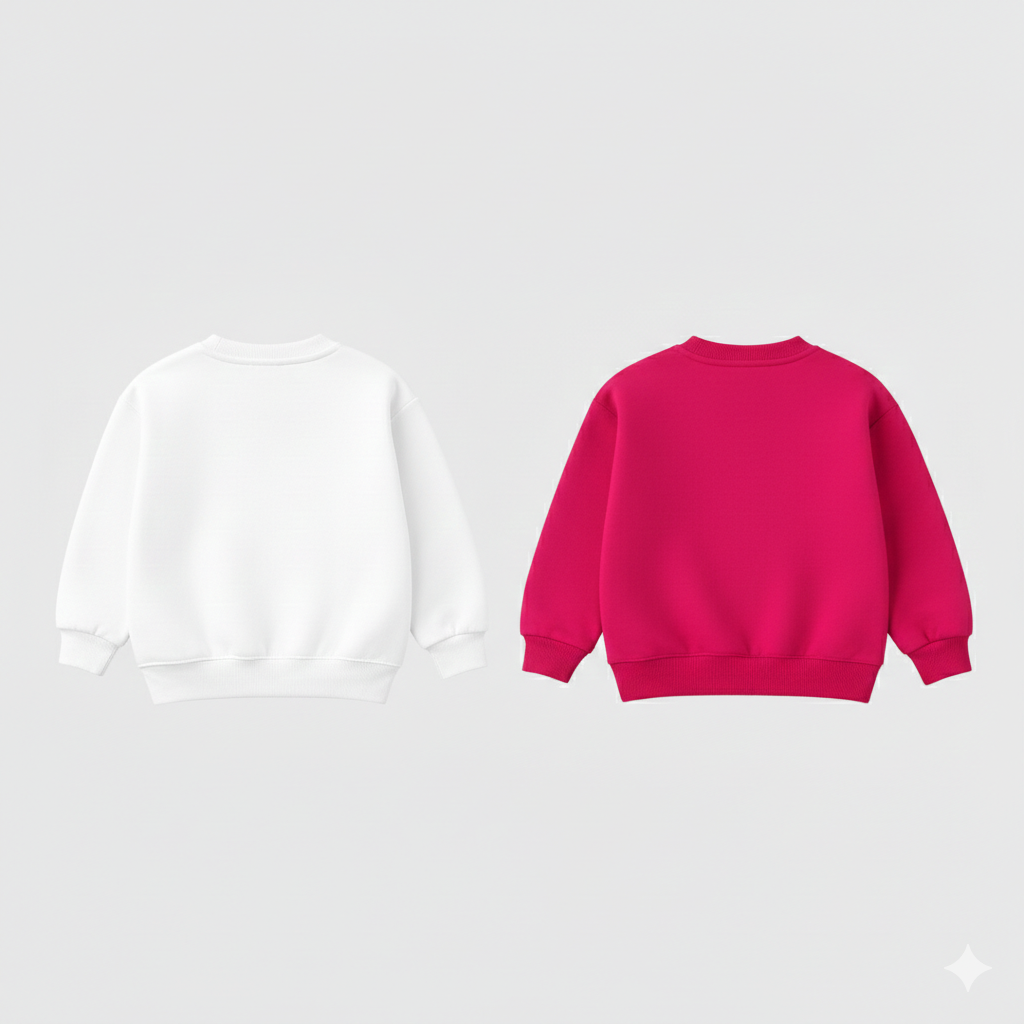 Girl's Cotton Full Sleeves Printed Sweatshirt Set Pack of 2 - Pink & White