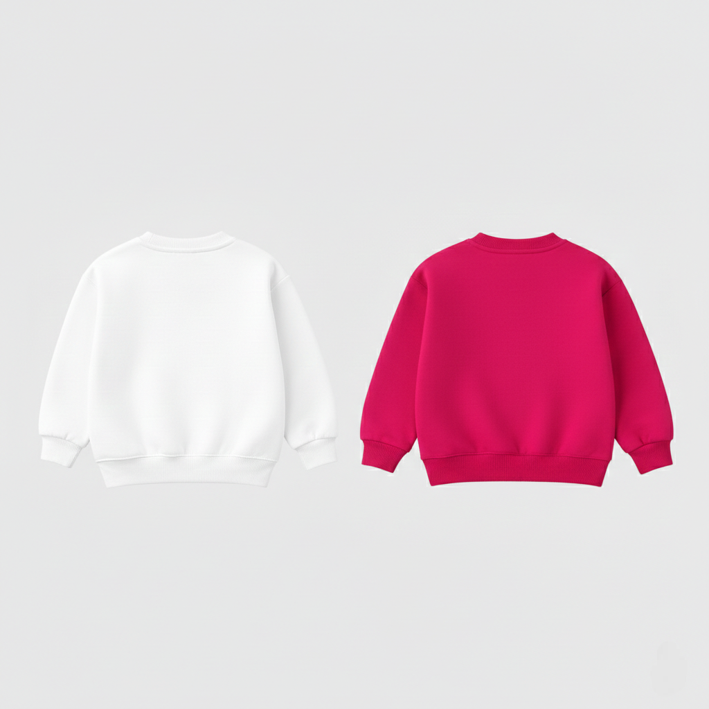 Girl's Cotton Full Sleeves Printed Sweatshirt Set Pack of 2 - Pink & White