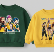 Girl's Cotton Full Sleeves Printed Sweatshirt Set Pack of 2 - Yellow & Green