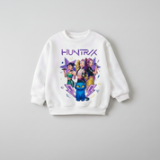 Girl's Cotton Huntrx Printed Sweatshirt With Jeans Set - White