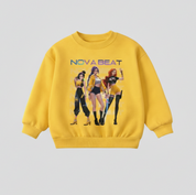 Girl's Cotton Nova Printed Sweatshirt With Jeans Set - Yellow