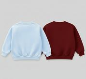 Girl's Cotton Full Sleeves Printed Sweatshirt Set Pack of 2 - Maroon Nova & Sky Blue