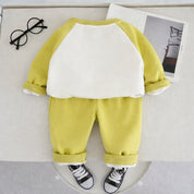 Googo Gaaga Boys Cotton Pre-winter Dino Applique Sweatshirt and joggers - Green