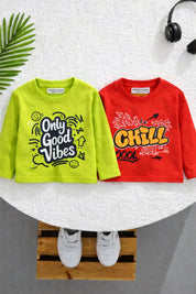 Boy's 2-Pack Print Cotton T-Shirts - Red & Green
