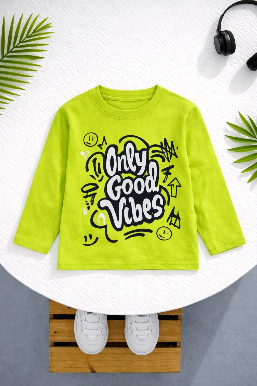 Boy's GoodVibe Print Full-Sleeve T-Shirt - Green