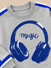 Googo Gaaga Kids Music Headphone Printed Oversized Sweatshirt & Joggers Co-Ord Set – Grey