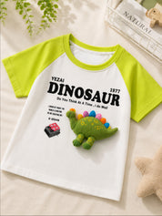 Googo Gaaga Boys Cotton Dinosaur Printed T-Shirt & Shorts Set - Green