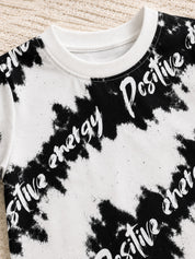 Googo Gaaga Boys Cotton Tie-Die T-Shirt & Shorts Set - Black & White