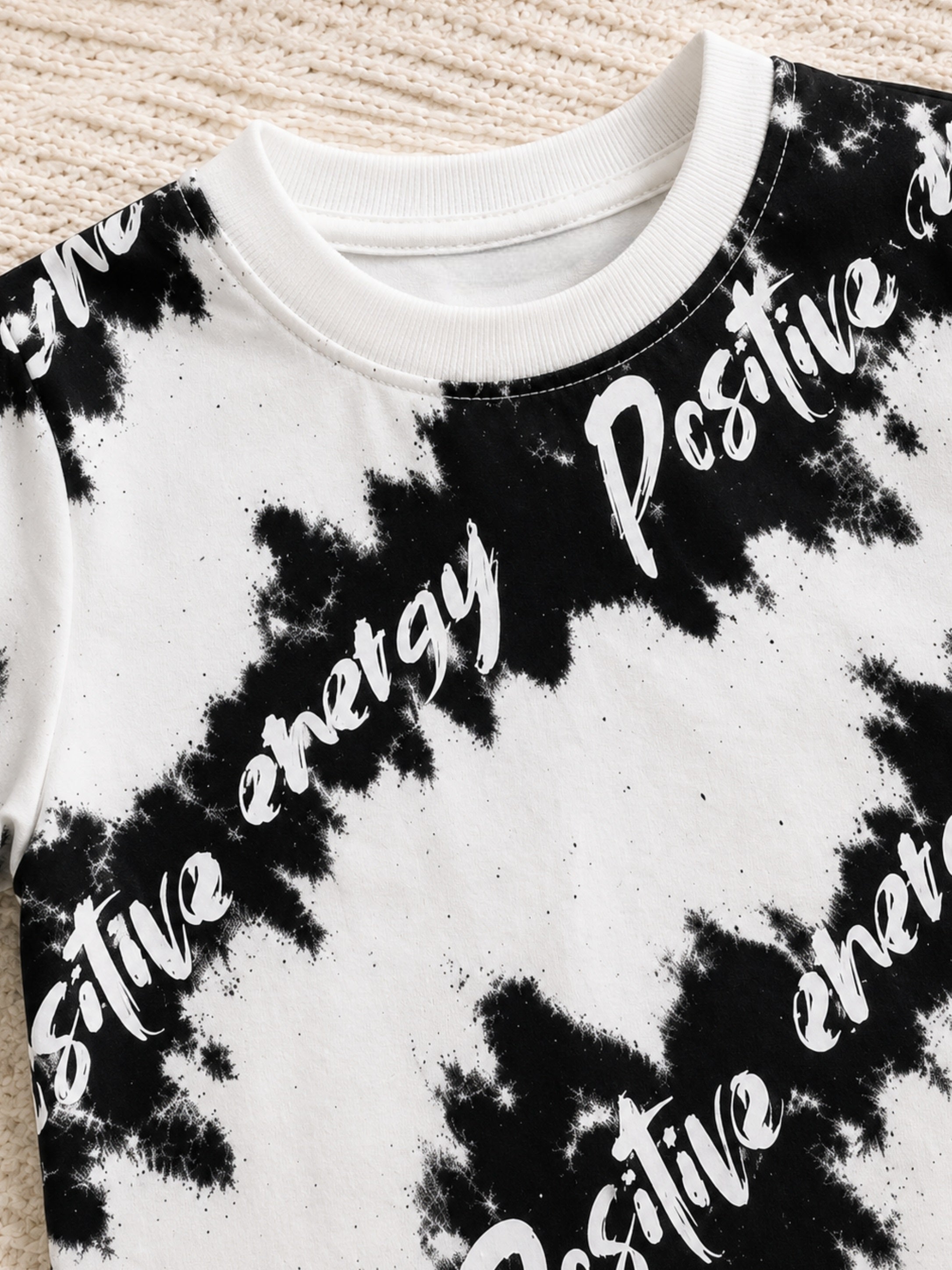 Googo Gaaga Boys Cotton Tie-Die T-Shirt & Shorts Set - Black & White