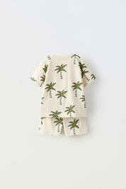 Boy's Cream Coconut Tree Print T-Shirt & Shorts Set