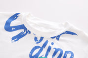 Boy's White Dino Print Half-Sleeve T-Shirt