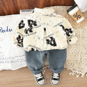 Boys A Printed Shirt With Denim Pant