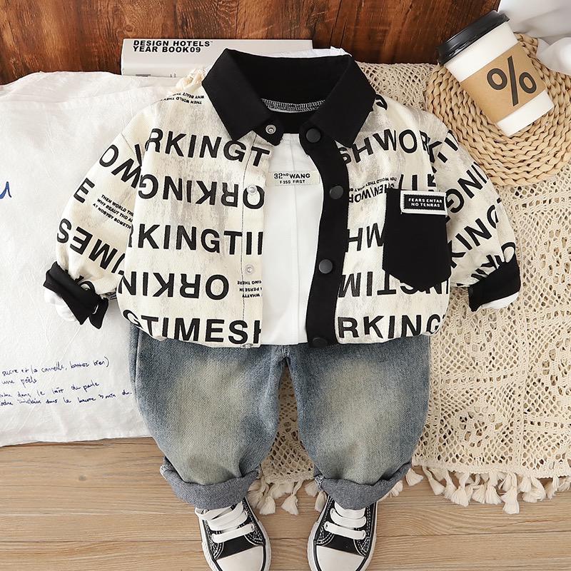 Boys King Printed Shirt with Denim Pant