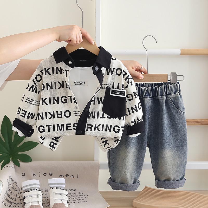 Boys King Printed Shirt with Denim Pant