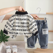 Boys King Printed Shirt with Denim Pant