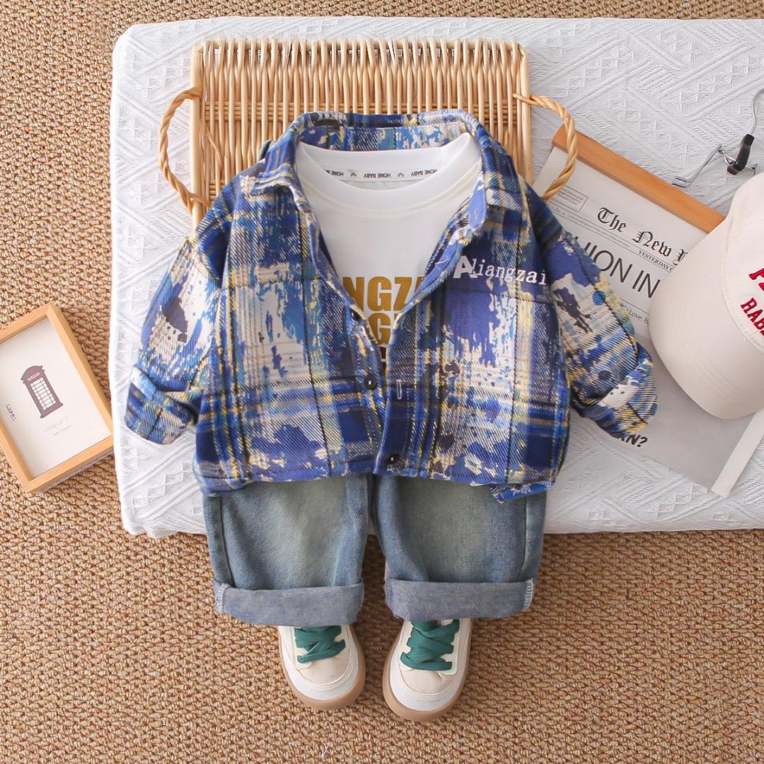 Boys Printed Jacket & Sweatshirt with Denim Pant