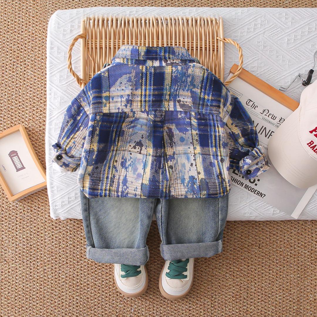 Boys Printed Jacket & Sweatshirt with Denim Pant