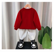 Boy's Red Text Print Sweatshirt & Joggers Set