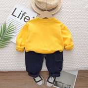 Boy's Yellow Dino Print Sweatshirt & Pants Set
