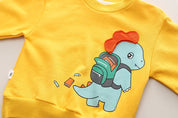 Boy's Yellow Dino Print Sweatshirt & Pants Set