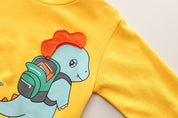 Boy's Yellow Dino Print Sweatshirt & Pants Set