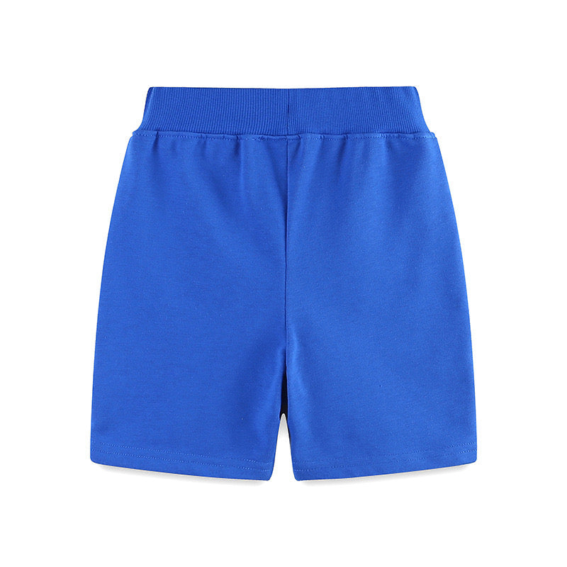 Boy's Royal Blue Graphic Print Mid-Rise Shorts
