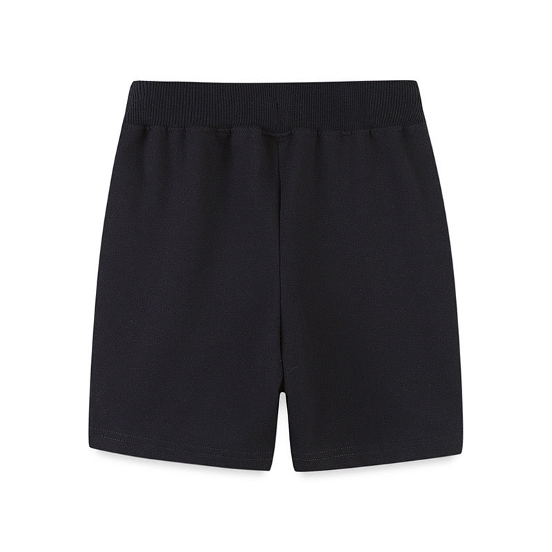 Boy's Black Plane Print Mid-Rise Shorts