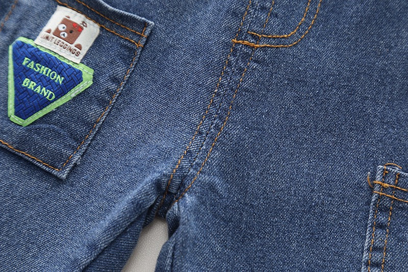 Boy's Blue Teddy Print Cotton Pants
