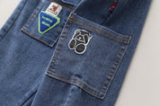Boy's Blue Teddy Print Cotton Pants