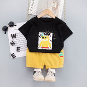 Boy's Black Hero Print T-Shirt & Shorts Set