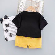 Boy's Black Hero Print T-Shirt & Shorts Set